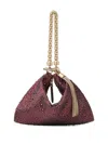 Jimmy Choo Callie Crystal Chain Clutch Bag In Purple
