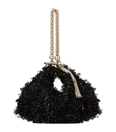 Jimmy Choo Callie Crystal-embellished Satin Clutch Bag In Black