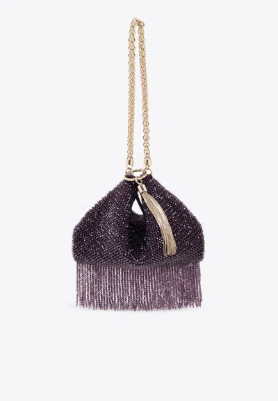 Jimmy Choo Callie Crystal Fringed Shoulder Bag In Purple