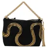 Jimmy Choo Callie Embellished Chain Clutch Bag In Black Velvet In Black