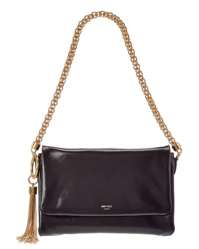 Jimmy Choo Callie Flap Leather Shoulder Bag In Brown
