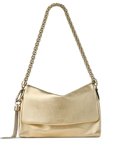 Jimmy Choo Callie Flap Tassel Chain Shoulder Bag In Gold