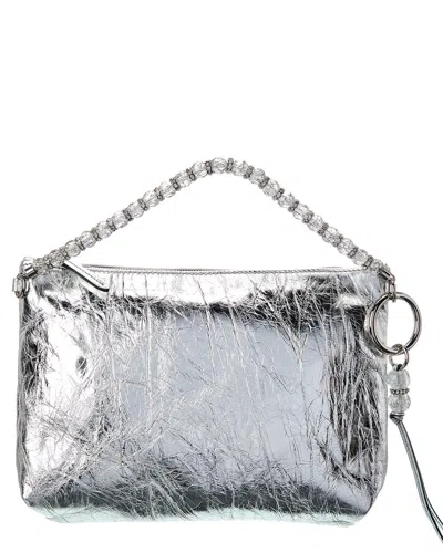 Jimmy Choo Callie Leather Clutch In Silver