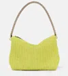Jimmy Choo Callie Raffia Shoulder Bag In Green