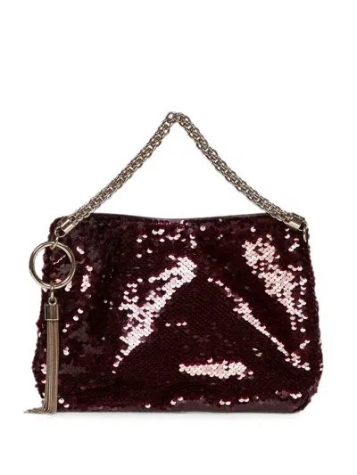 Jimmy Choo Callie Sequin-embellished Tote Bag In Red