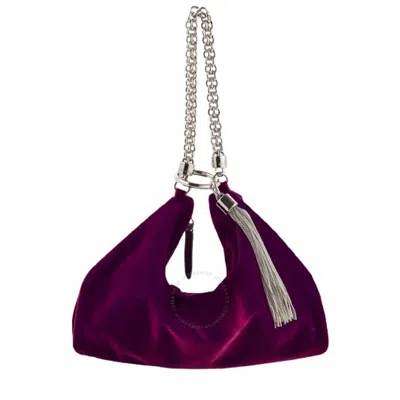 Jimmy Choo Callie Shimmer Suede Clutch Bag In Red