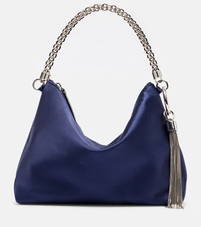 Jimmy Choo Callie Small Satin Clutch In Blue