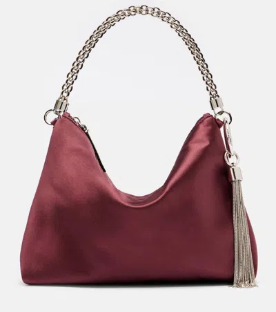 Jimmy Choo Callie Small Satin Clutch In Burgundy
