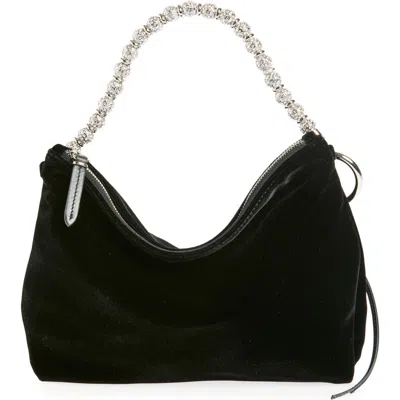 Jimmy Choo Callie Crystal-embellished Velvet Shoulder Bag In Black
