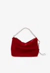 Jimmy Choo Callie Velvet Shoulder Bag In Red