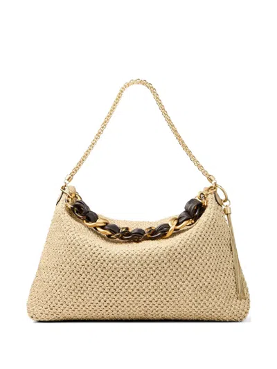 Jimmy Choo Callie Zip Fastening Shoulder Bag In Neutral