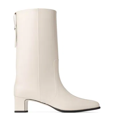 Jimmy Choo Caly 45 Leather Mid-calf Boots In Neutral