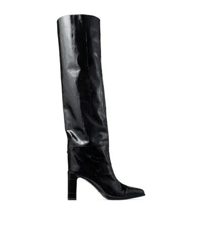 Jimmy Choo Caly 85 Leather Over-the-knee Boots In Black