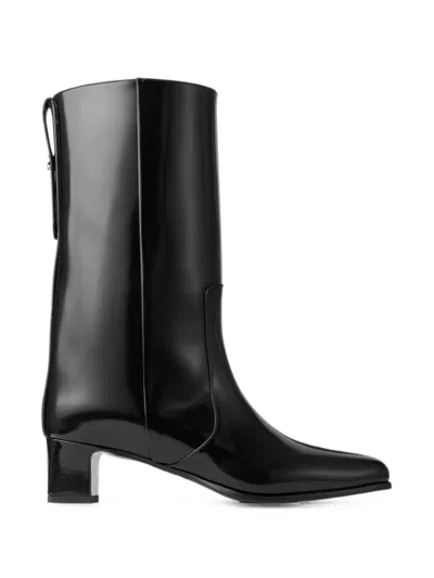 Jimmy Choo Caly 45 Leather Mid-calf Boots In Black