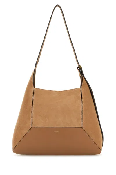 Jimmy Choo Camel Suede Medium Diamond Shoulder Bag