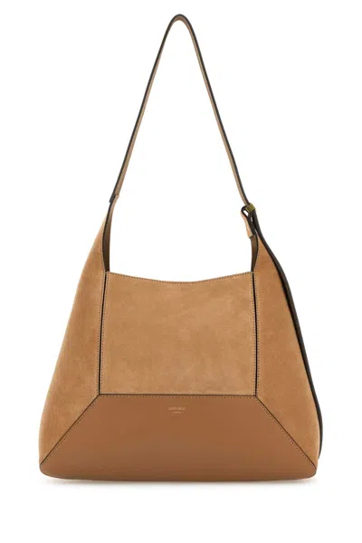 Jimmy Choo Camel Suede Medium Diamond Shoulder Bag