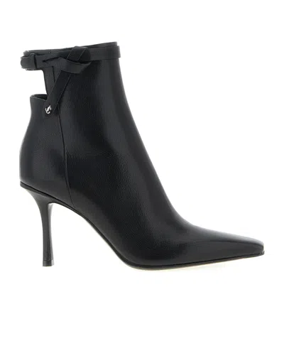 JIMMY CHOO CAMIE KNOTTED-STRAP LEATHER ANKLE BOOTS