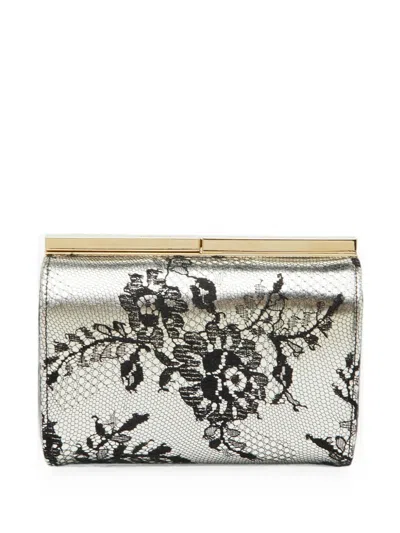 Pre-owned Jimmy Choo Camille Lace Clutch Bag In Silver