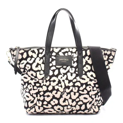 Jimmy Choo Candice Nylon Leather Tote Bag In Black