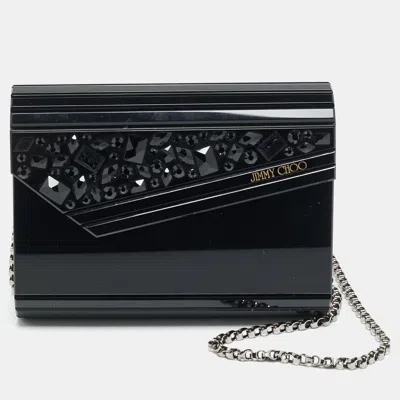 Jimmy Choo Candy Black Acrylic And Leather Chain Clutch