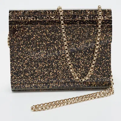 Pre-owned Jimmy Choo Candy Bronze/black Acrylic Chain Clutch In Silver