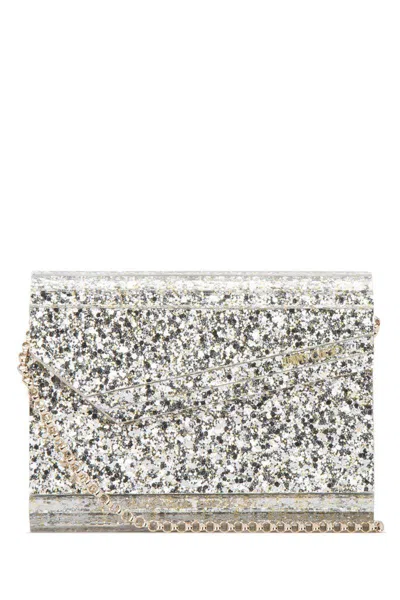 JIMMY CHOO 'CANDY' CHAMPAGNE CLUTCH BAG WITH ALL-OVER COARSE GLITTER
