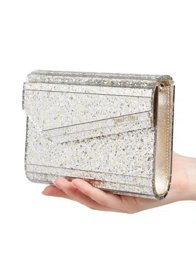 Jimmy Choo Candy Clutch Bag In Acrylic Fabric With Raw Glitter