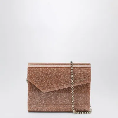 Jimmy Choo Candy Clutch In Pink Glitter Acrylic Fabric In Brown