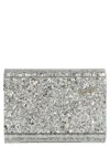 Jimmy Choo 'candy' Champagne Clutch Bag With All-over Coarse Glitter In Silver