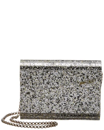 Jimmy Choo Candy Coarse Glitter Acrylic & Leather Clutch In Brown