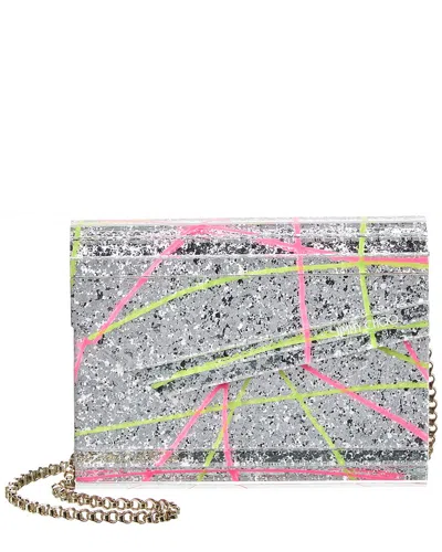 Jimmy Choo Candy Coarse Glitter Acrylic & Satin Clutch