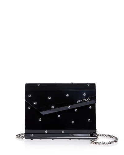 Jimmy Choo Candy Crystal Embellished Acrylic Clutch In Black Smoke