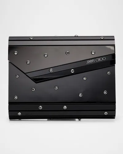 Jimmy Choo Candy Embellished Acrylic Clutch Bag In Blacksmoke