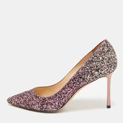 Pre-owned Jimmy Choo Candy Floss Coarse Glitter Romy 85 Pumps Size 38