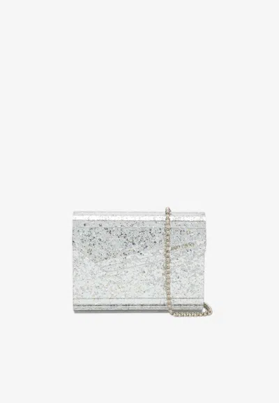 Jimmy Choo Candy Glitter-embellished Clutch Bag In Beige