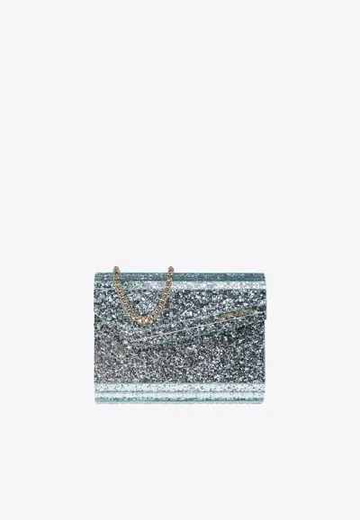 Jimmy Choo Candy Glittered Clutch Bag In Green