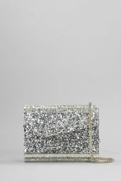 Jimmy Choo Candy Clutch In Platinum Acrylic In Silver
