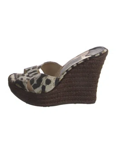 Pre-owned Jimmy Choo Canvas Animal Print Espadrilles In Neutral