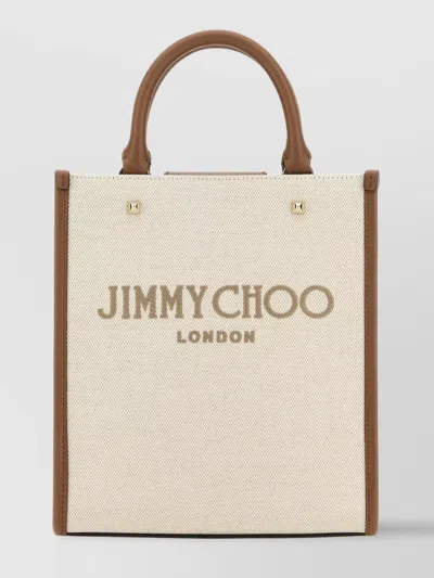 Jimmy Choo Canvas Avenue Shopping Bag In Cream