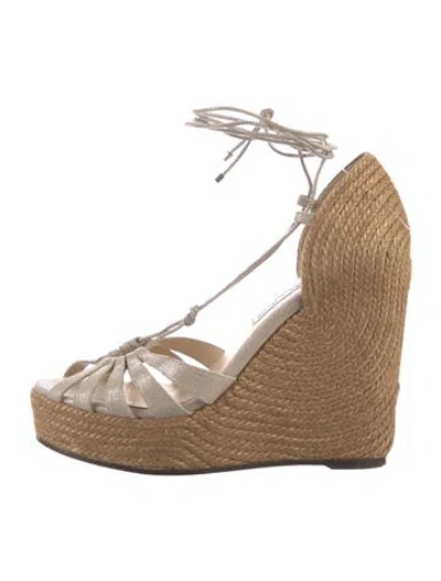 Pre-owned Jimmy Choo Canvas Colorblock Pattern Espadrilles In Neutrals