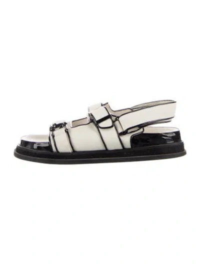 Pre-owned Jimmy Choo Canvas Colorblock Pattern Slides In Neutral