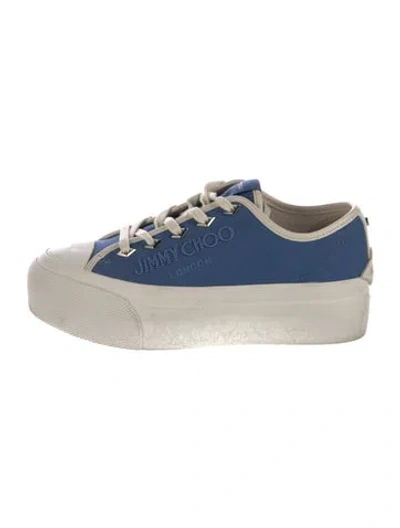 Pre-owned Jimmy Choo Canvas Embroidered Accent Sneakers In Neutral