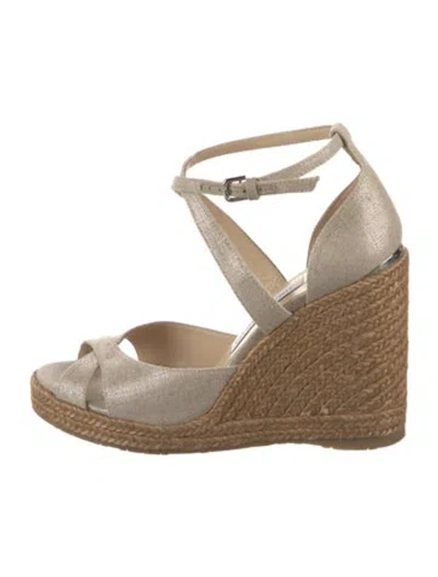 Pre-owned Jimmy Choo Canvas Espadrilles In Metallic/neutrals