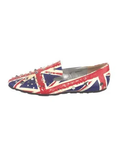 Pre-owned Jimmy Choo Canvas Graphic Print Loafers In Red