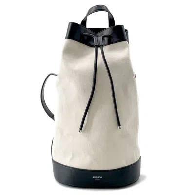 Pre-owned Jimmy Choo Canvas Leather Backpack () In Black