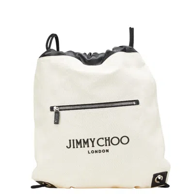 Jimmy Choo Canvas Leather Backpack In White