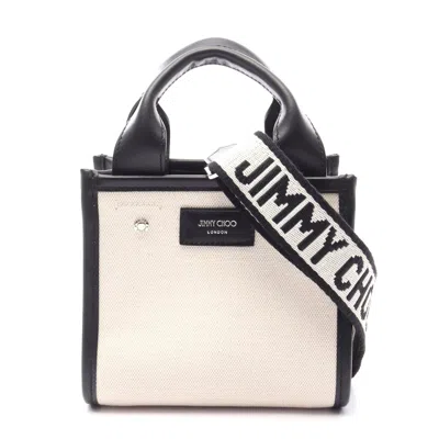 Jimmy Choo Canvas Leather Shopper Tote Bag In Sand