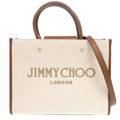 Pre-owned Jimmy Choo Canvas Leather Shoulder Bag () In Brown