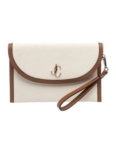 Pre-owned Jimmy Choo Canvas Minaudière In Neutral