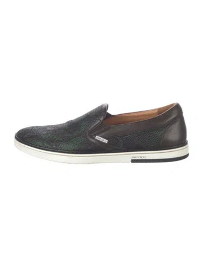 Pre-owned Jimmy Choo Canvas Printed Loafer Sneakers In Green